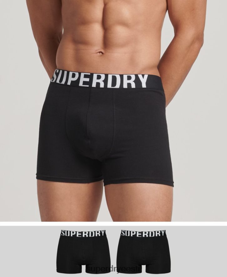 Superdry mehed orgaanilisest puuvillast bokser topeltlogoga topeltpakk B2LT41758 Riietus must