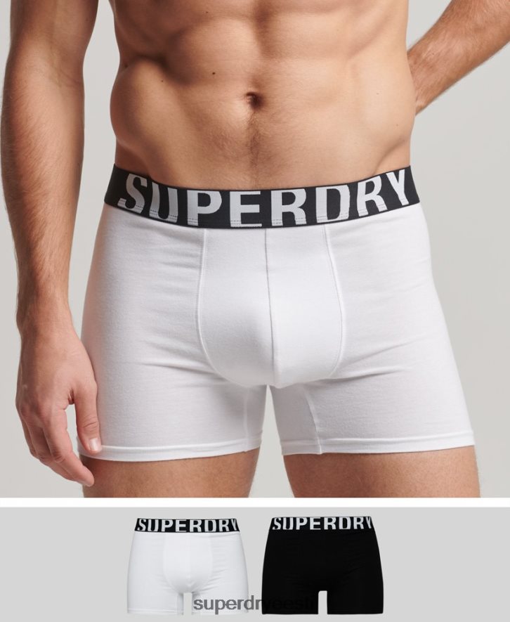 Superdry mehed orgaanilisest puuvillast bokser topeltlogoga topeltpakk B2LT41770 Riietus must