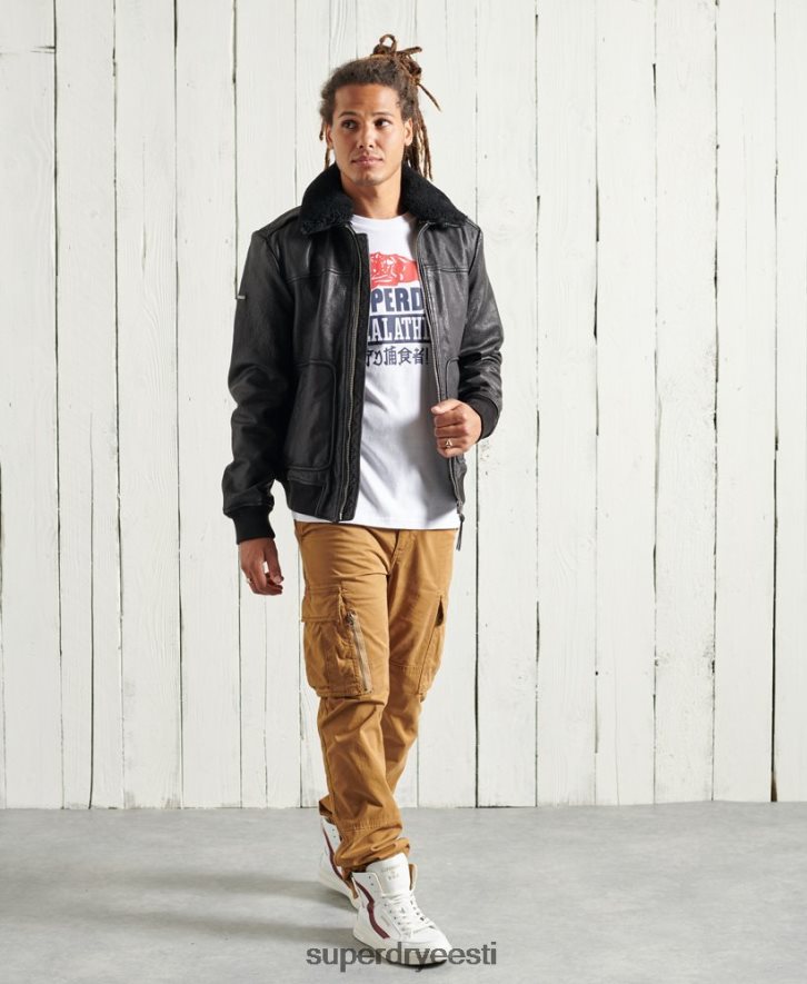Superdry mehed aviator lennu nahktagi B2LT44488 Riietus must