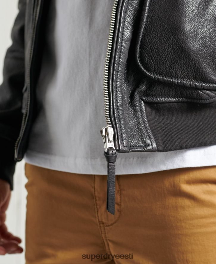 Superdry mehed aviator lennu nahktagi B2LT44488 Riietus must