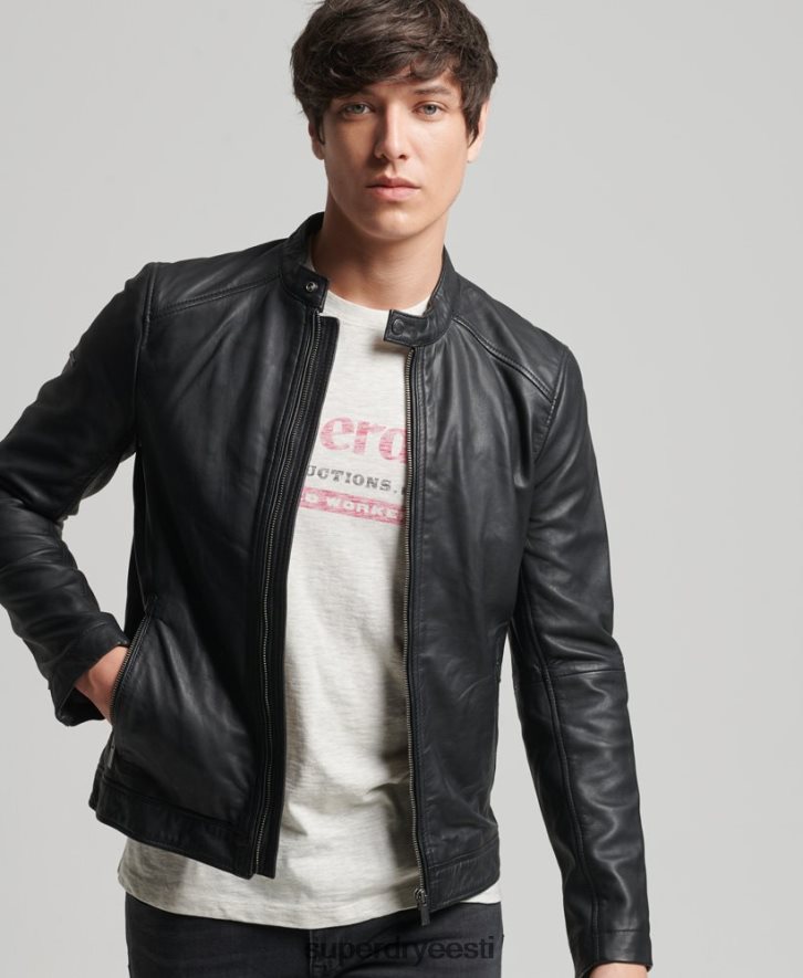 Superdry mehed hero kerge nahast võidusõitja jope B2LT44607 Riietus must