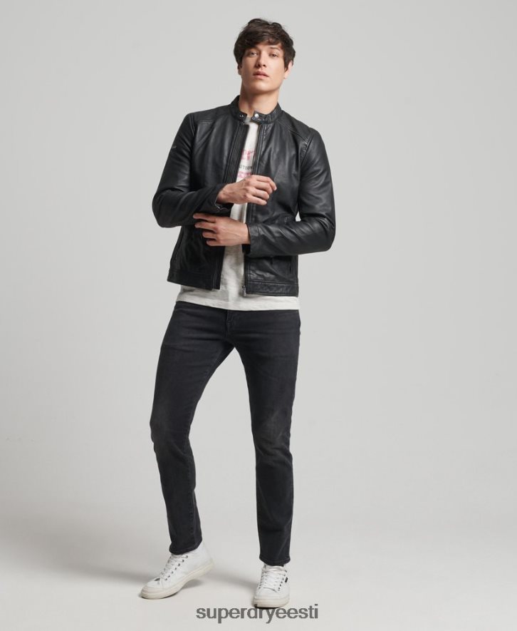 Superdry mehed hero kerge nahast võidusõitja jope B2LT44607 Riietus must