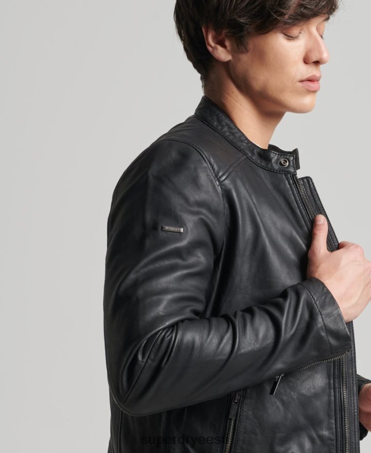 Superdry mehed hero kerge nahast võidusõitja jope B2LT44607 Riietus must