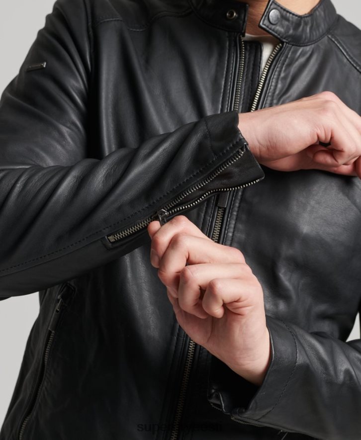 Superdry mehed hero kerge nahast võidusõitja jope B2LT44607 Riietus must