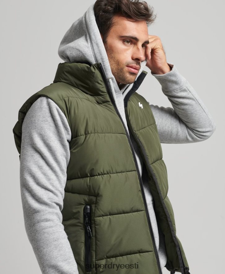 Superdry mehed kapuutsita sportlik puhvis särk B2LT4990 Riietus khaki