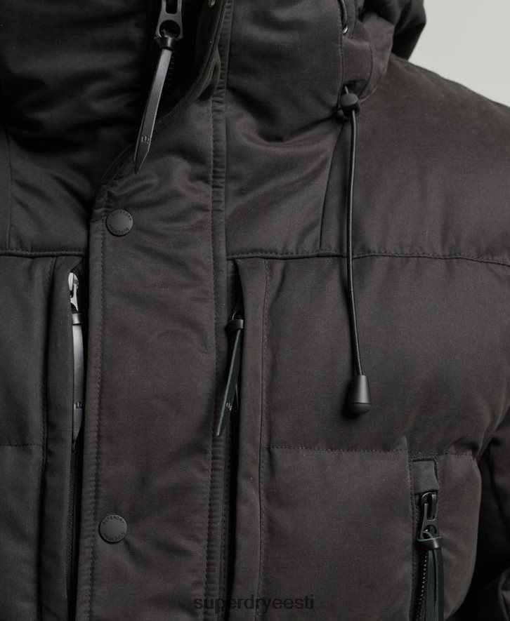 Superdry mehed mikrokiust ekspeditsiooni parka jope B2LT44557 Riietus must
