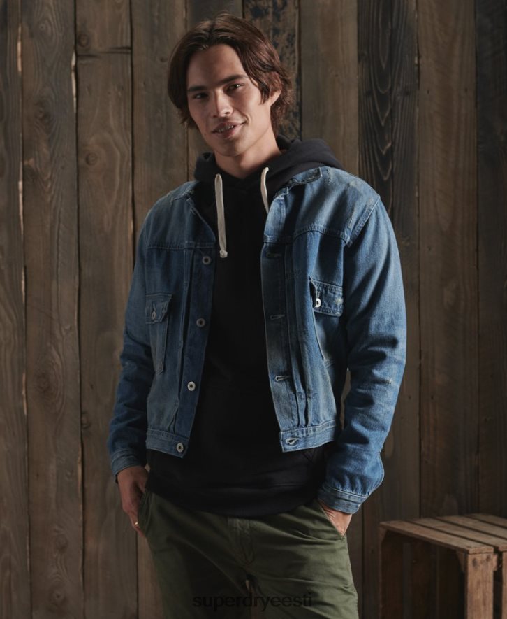 Superdry mehed piiratud koguses kuiv Jaapani tööjakk B2LT44733 Riietus sinine