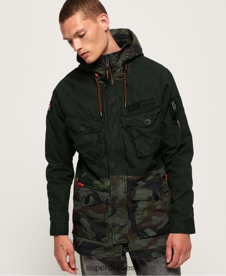Superdry mehed rookie panther kõrgendatud parka jope B2LT41199 Riietus roheline