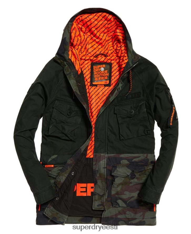 Superdry mehed rookie panther kõrgendatud parka jope B2LT41199 Riietus roheline