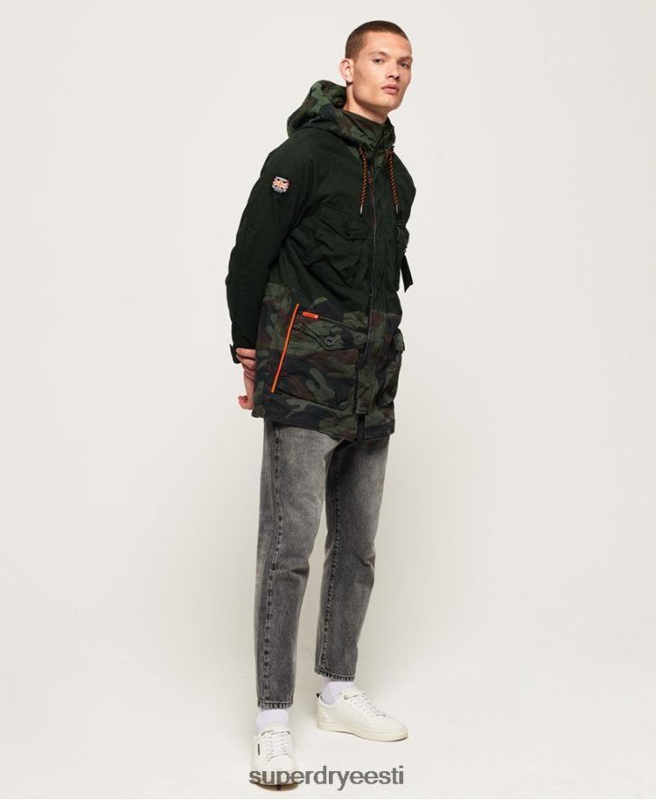 Superdry mehed rookie panther kõrgendatud parka jope B2LT41199 Riietus roheline