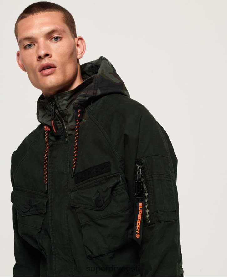 Superdry mehed rookie panther kõrgendatud parka jope B2LT41199 Riietus roheline
