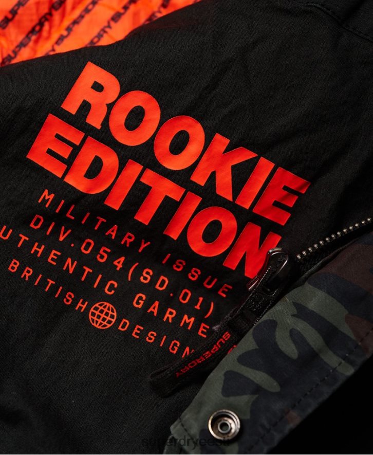 Superdry mehed rookie panther kõrgendatud parka jope B2LT41199 Riietus roheline