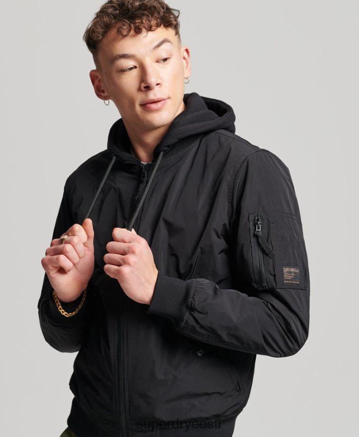 Superdry mehed sõjaväe lennupommitaja jope B2LT41159 Riietus must