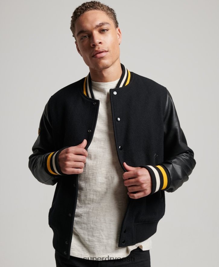 Superdry mehed vana kolledži ülikooli bomber jope B2LT4927 Riietus tumehall