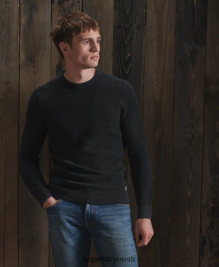 Superdry mehed akadeemia värvitud tekstuuriga meeskonna hüppaja B2LT45336 Riietus must