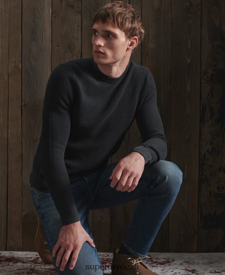 Superdry mehed akadeemia värvitud tekstuuriga meeskonna hüppaja B2LT45336 Riietus must