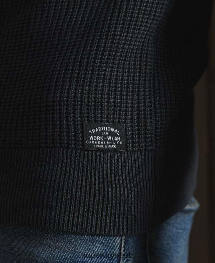 Superdry mehed akadeemia värvitud tekstuuriga meeskonna hüppaja B2LT45336 Riietus must