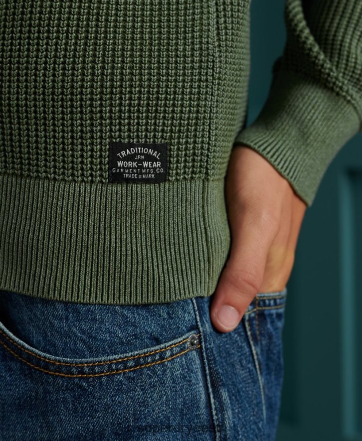 Superdry mehed akadeemia värvitud tekstuuriga meeskonna hüppaja B2LT45346 Riietus roheline