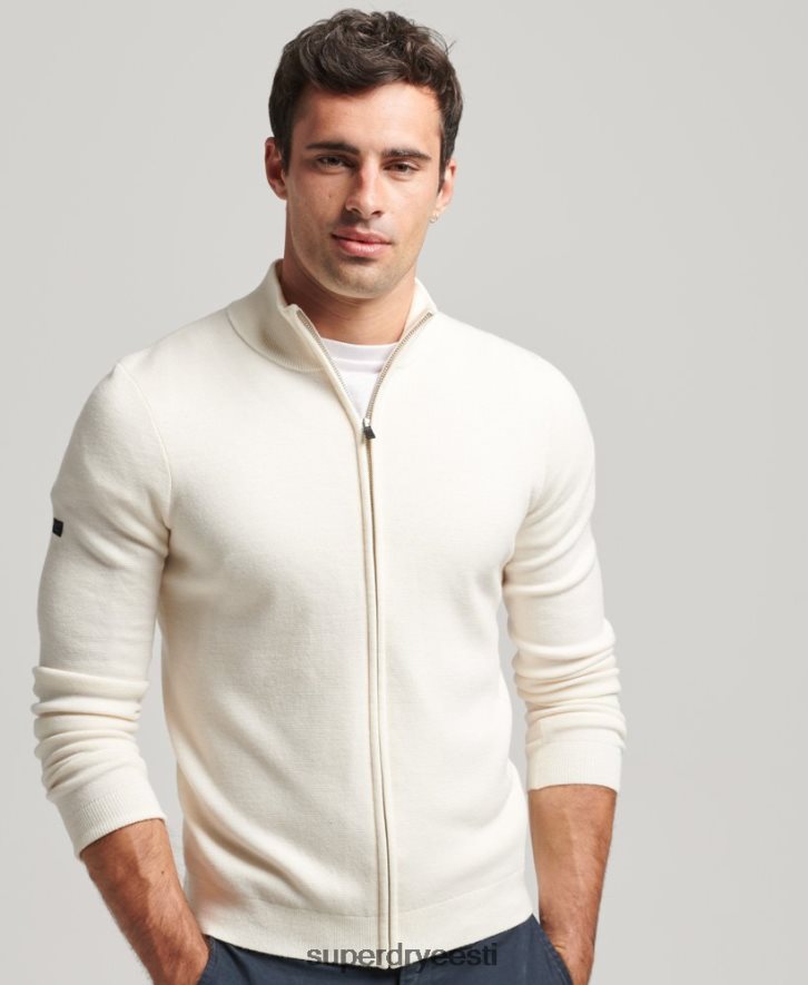 Superdry mehed meriino tõmblukk läbi kootud kardigan B2LT41242 Riietus valge