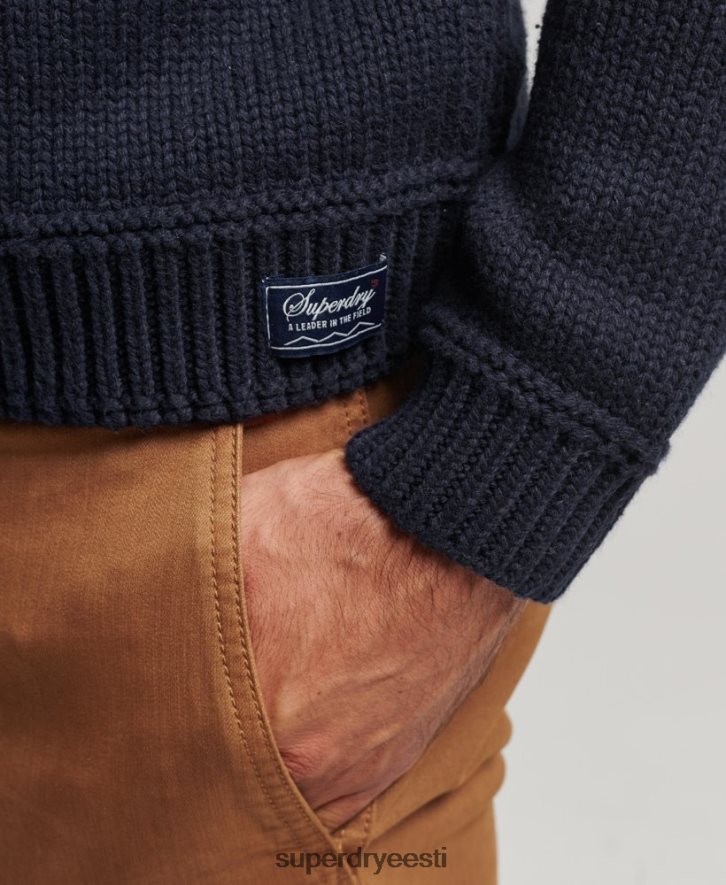 Superdry mehed mustriline kootud rätikuga kampsun B2LT45241 Riietus sinine