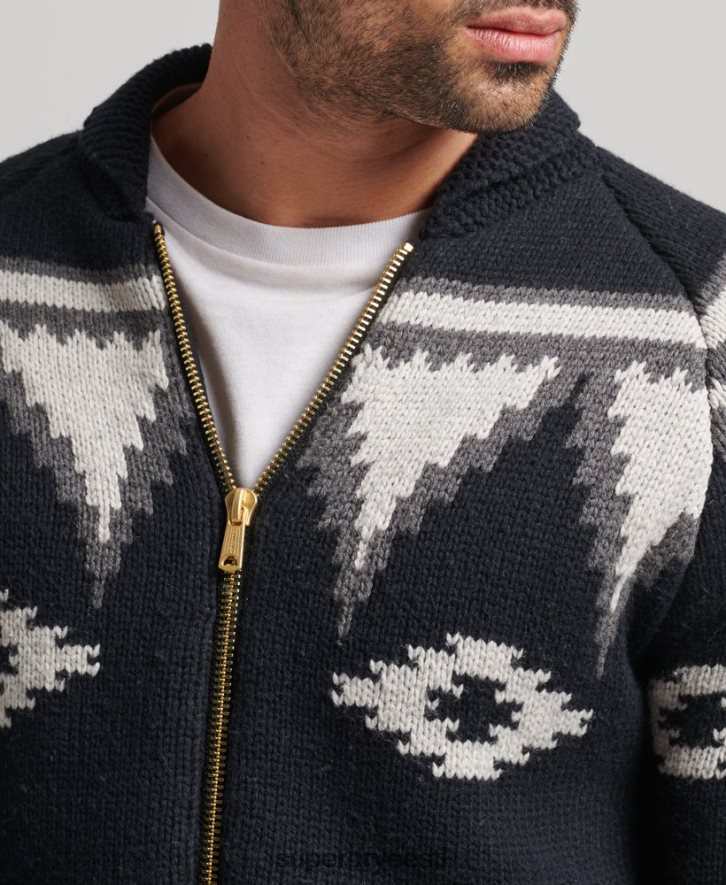 Superdry mehed mustriline salli tõmblukk läbi kardigani B2LT45263 Riietus must