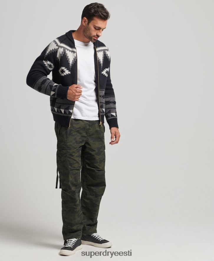 Superdry mehed mustriline salli tõmblukk läbi kardigani B2LT45263 Riietus must