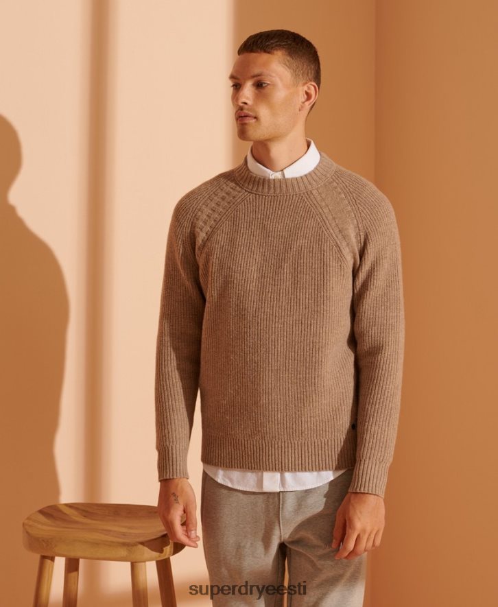 Superdry mehed piiratud koguses jakist meriino segust džemper B2LT45355 Riietus beež