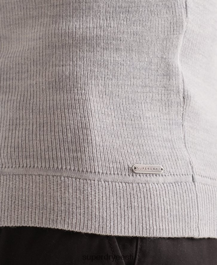 Superdry mehed studios meriino henley džemprid B2LT45305 Riietus helehall