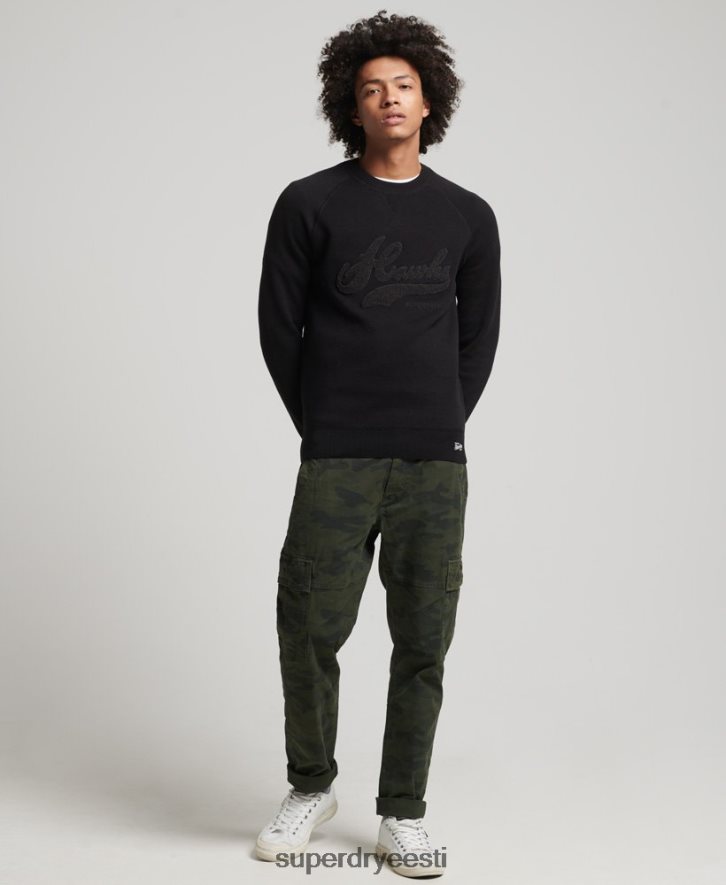 Superdry mehed vintage ülikooli kudum B2LT41342 Riietus must