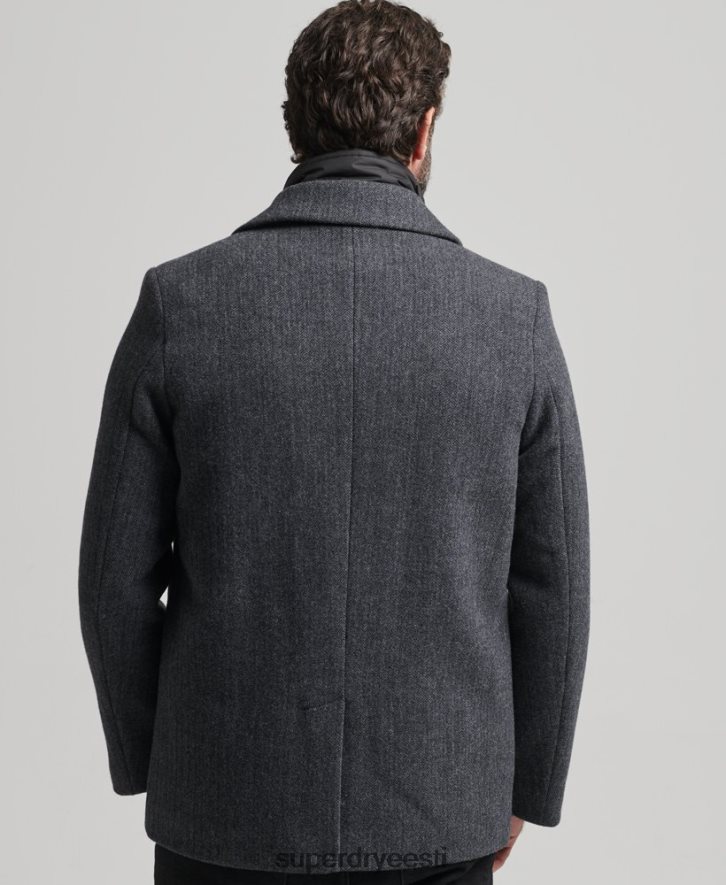 Superdry mehed eemaldatava voodriga lühike villane mantel B2LT41136 Riietus tumehall