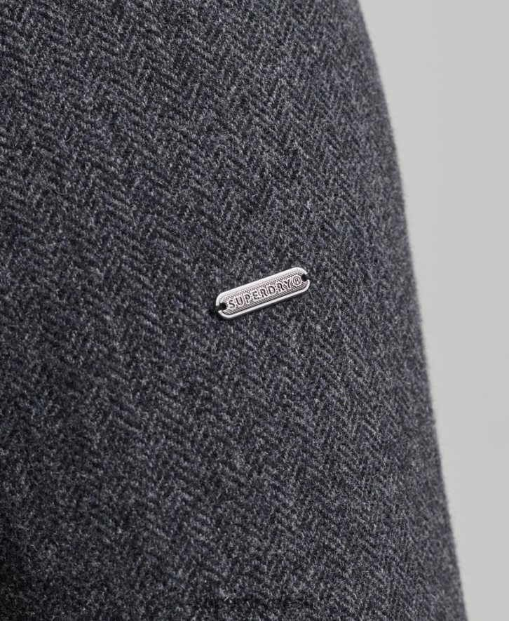 Superdry mehed eemaldatava voodriga lühike villane mantel B2LT41136 Riietus tumehall