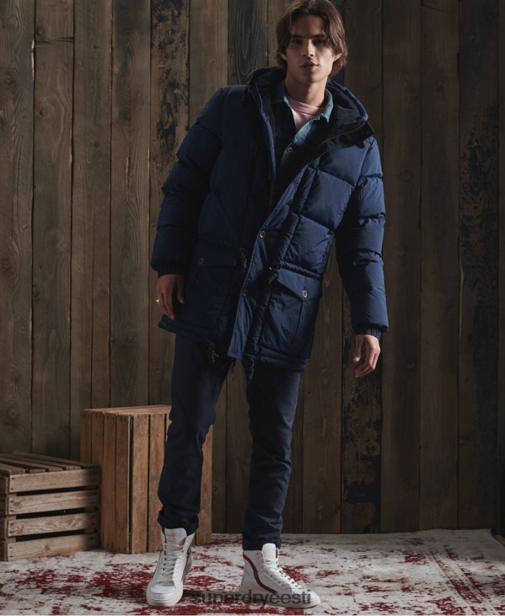 Superdry mehed limiteeritud väljaanne kuiv suleparkmantel B2LT41180 Riietus sinine