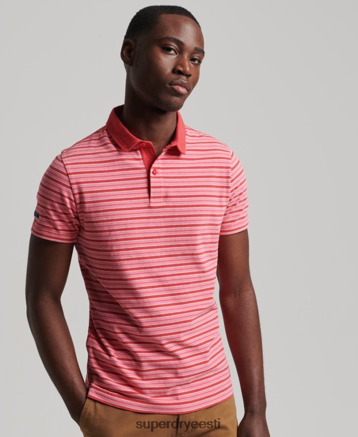 Superdry mehed orgaanilisest puuvillast akadeemia triibuline polosärk B2LT46501 Riietus punane