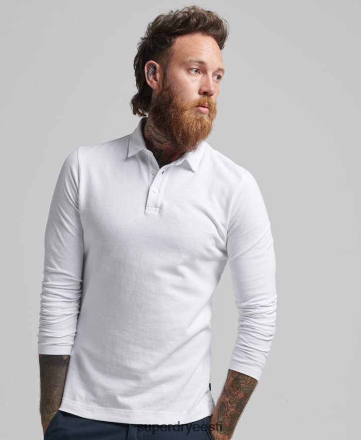 Superdry mehed pikkade varrukatega puuvillane jersey polosärk B2LT46360 Riietus valge