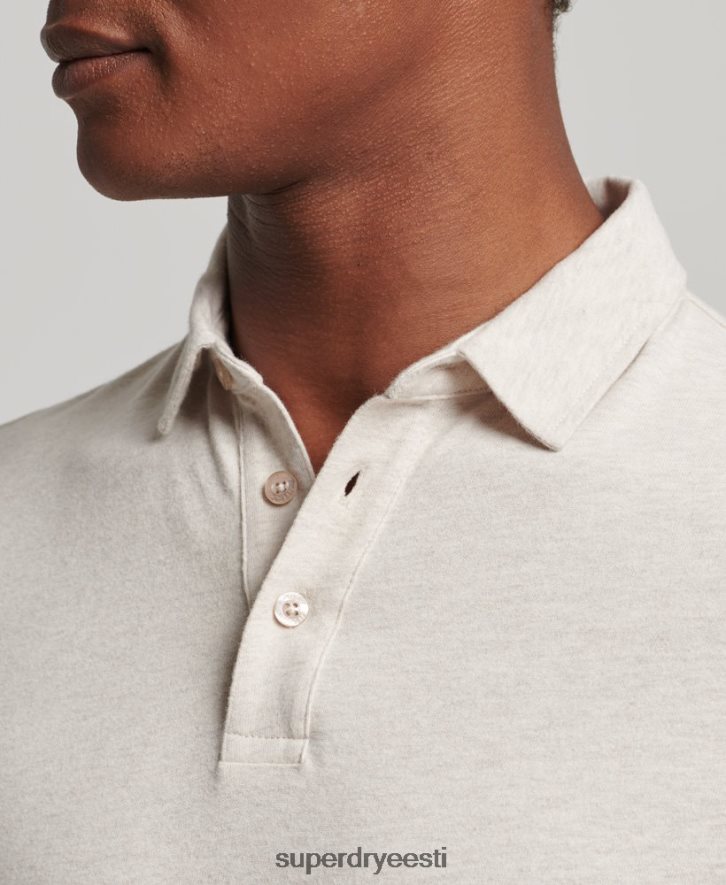 Superdry mehed pikkade varrukatega puuvillane jersey polosärk B2LT46460 Riietus beež