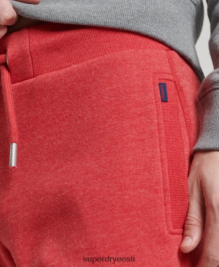 Superdry mehed orgaanilisest puuvillast vintage logoga tikitud jooksupüksid B2LT46388 Riietus punane