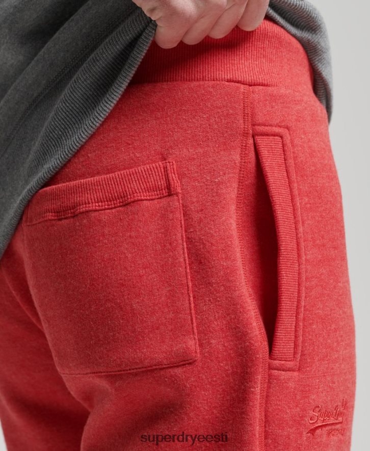 Superdry mehed orgaanilisest puuvillast vintage logoga tikitud jooksupüksid B2LT46388 Riietus punane