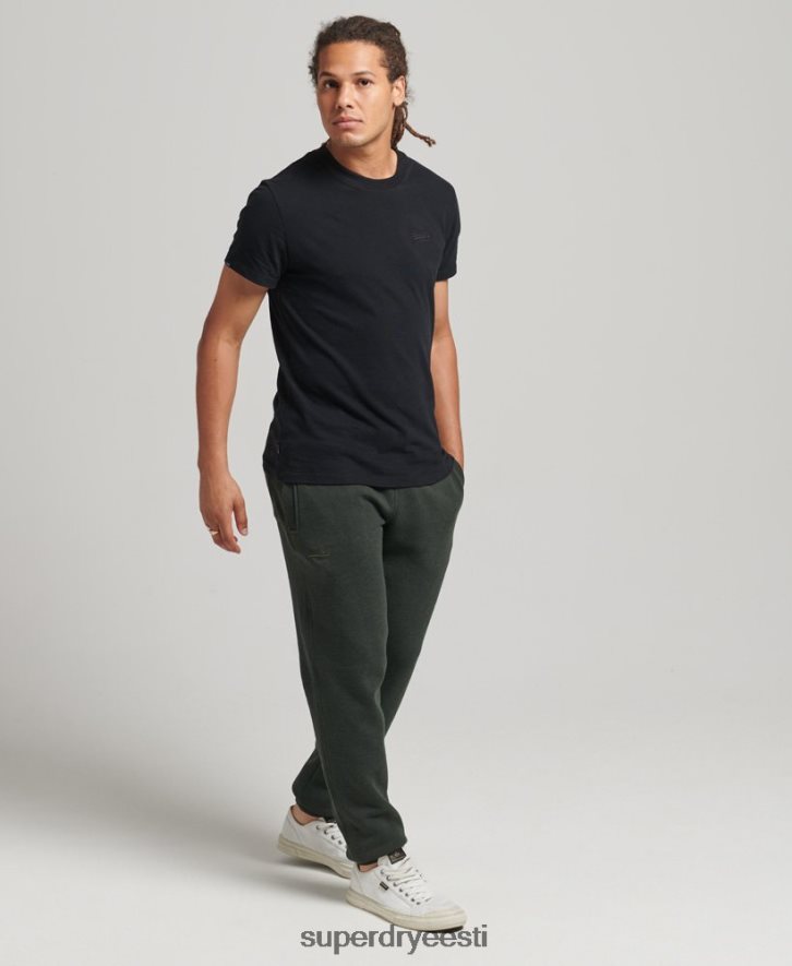Superdry mehed orgaanilisest puuvillast vintage logoga tikitud jooksupüksid B2LT46437 Riietus roheline