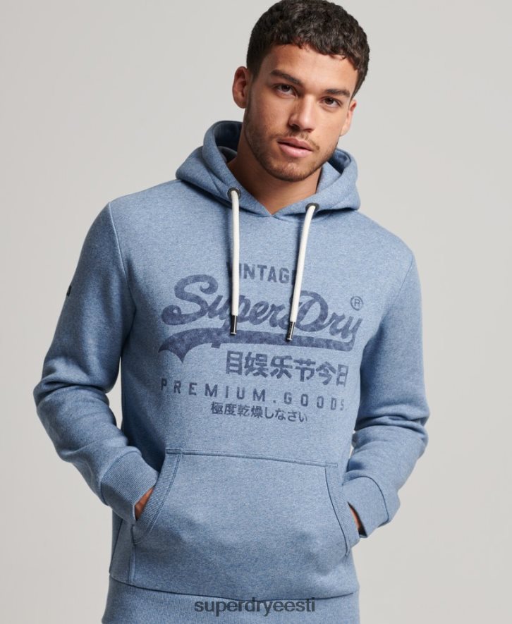 Superdry mehed Ameerika vintage logoga kapuuts B2LT4488 Riietus helesinine