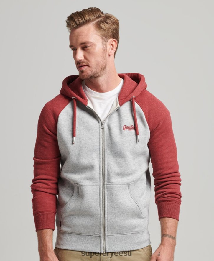 Superdry mehed Orgaanilisest puuvillast essentsiaalse logoga pesapalli lukuga kapuuts B2LT4498 Riietus helehall