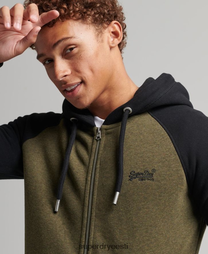 Superdry mehed Orgaanilisest puuvillast essentsiaalse logoga pesapalli lukuga kapuuts B2LT4520 Riietus roheline