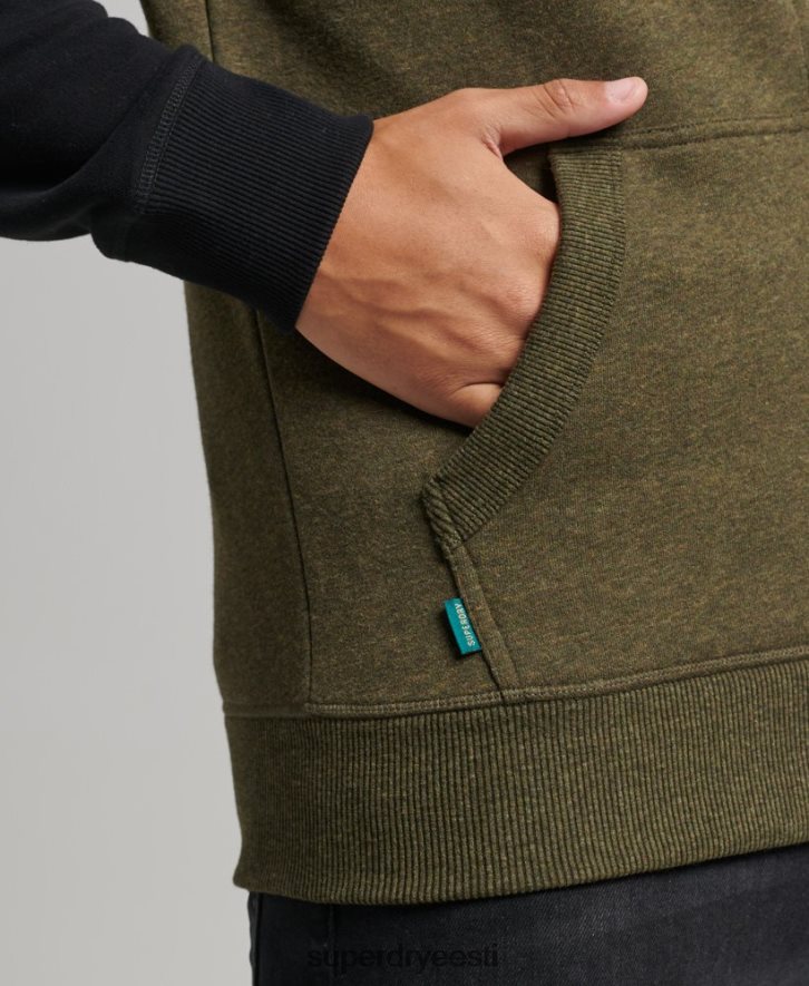 Superdry mehed Orgaanilisest puuvillast essentsiaalse logoga pesapalli lukuga kapuuts B2LT4520 Riietus roheline