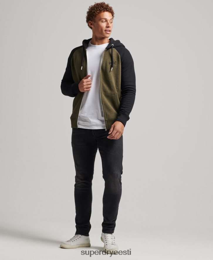 Superdry mehed Orgaanilisest puuvillast essentsiaalse logoga pesapalli lukuga kapuuts B2LT4520 Riietus roheline