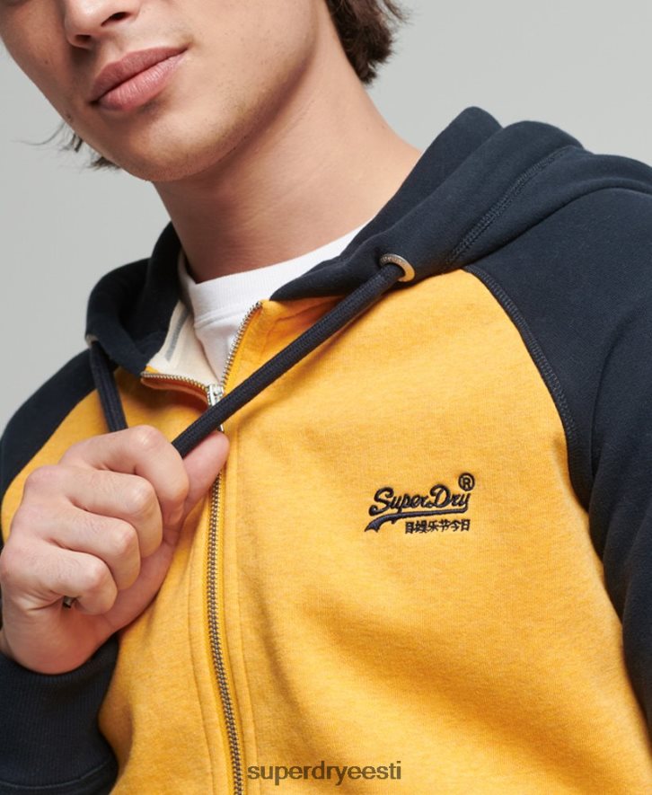 Superdry mehed Orgaanilisest puuvillast vintage logoga pesapalli lukuga kapuuts B2LT45174 Riietus kollane