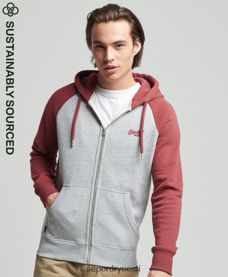 Superdry mehed Orgaanilisest puuvillast vintage logoga pesapalli lukuga kapuuts B2LT4674 Riietus helehall