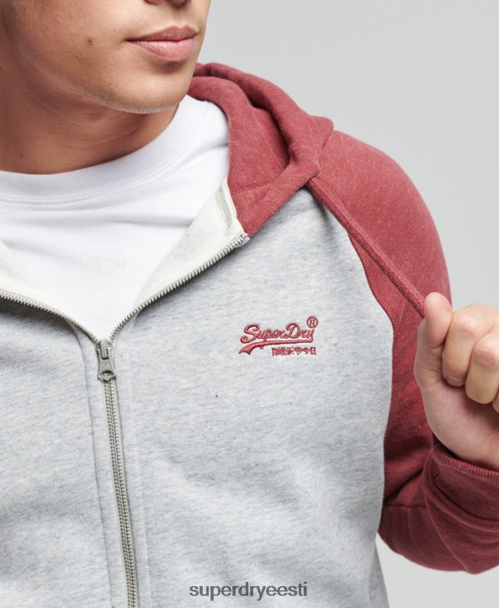 Superdry mehed Orgaanilisest puuvillast vintage logoga pesapalli lukuga kapuuts B2LT4674 Riietus helehall