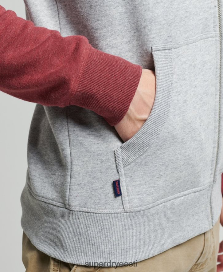 Superdry mehed Orgaanilisest puuvillast vintage logoga pesapalli lukuga kapuuts B2LT4674 Riietus helehall