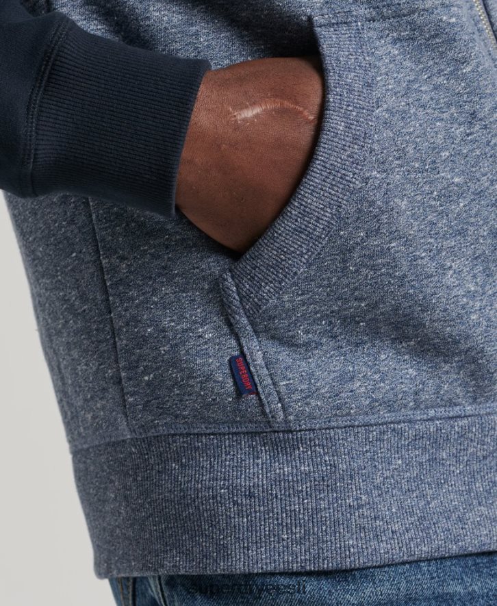 Superdry mehed Orgaanilisest puuvillast vintage logoga pesapalli lukuga kapuuts B2LT4709 Riietus sinine