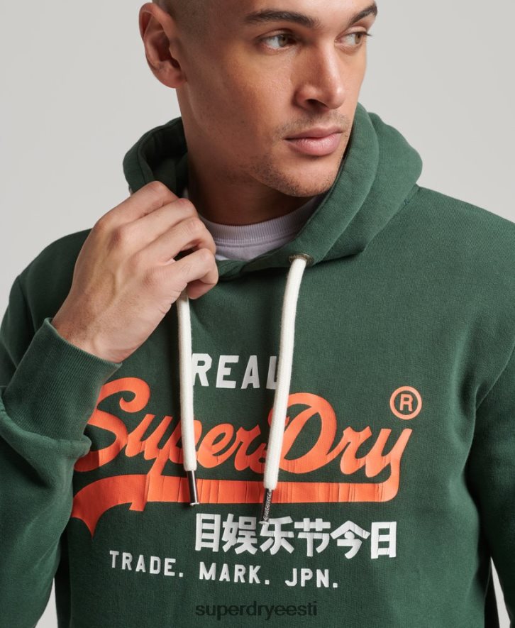 Superdry mehed Vintage logoga Ameerika klassikaline kapuuts B2LT4808 Riietus roheline