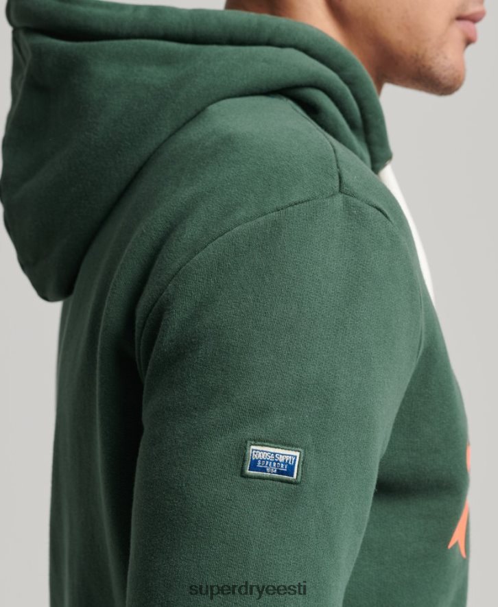 Superdry mehed Vintage logoga Ameerika klassikaline kapuuts B2LT4808 Riietus roheline